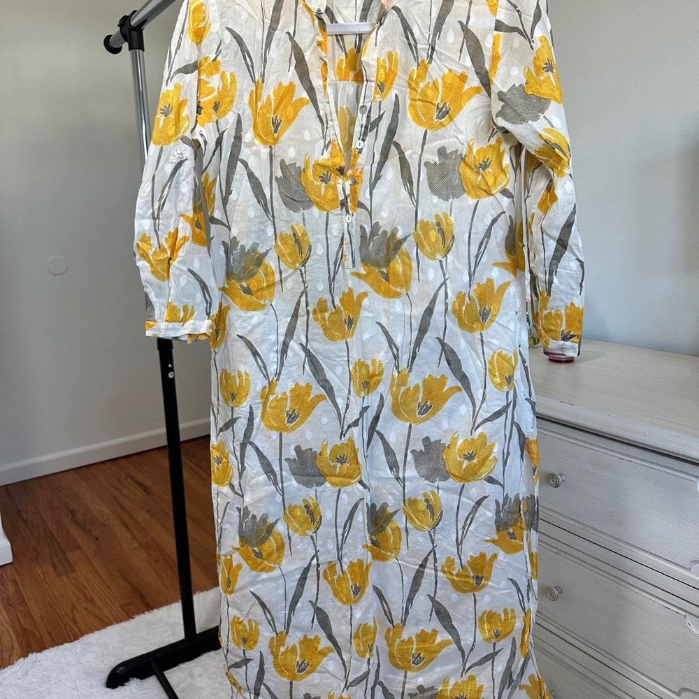 Floral Yellow and Gray Dress